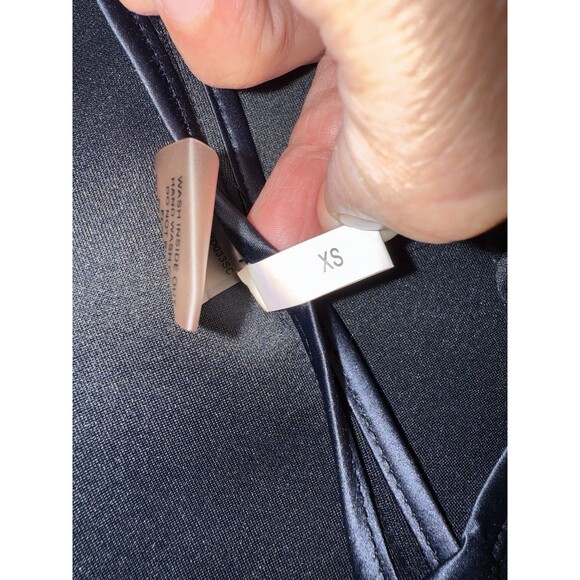 L’Atelier Navy Cape Jacket Coat XS Open Front Belted Draped Collar Elegant Layer - Picture 9 of 11